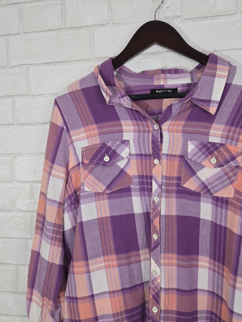Relativity flannel print button down - Picture 2 of 13